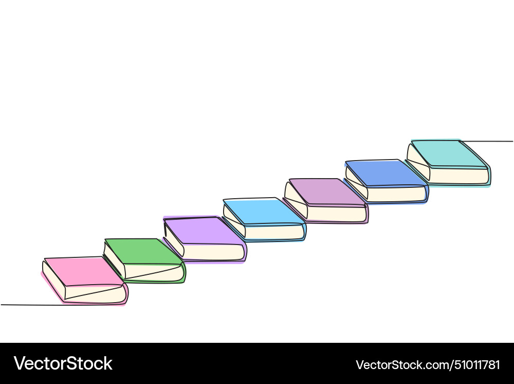 Single one line drawing stack books that act Vector Image