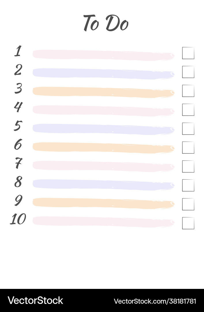 To do list numbered with checkbox To do list numbered with checkbox vector image