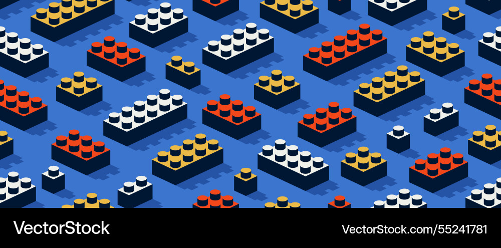 Toy constructor seamless pattern isometric vector image