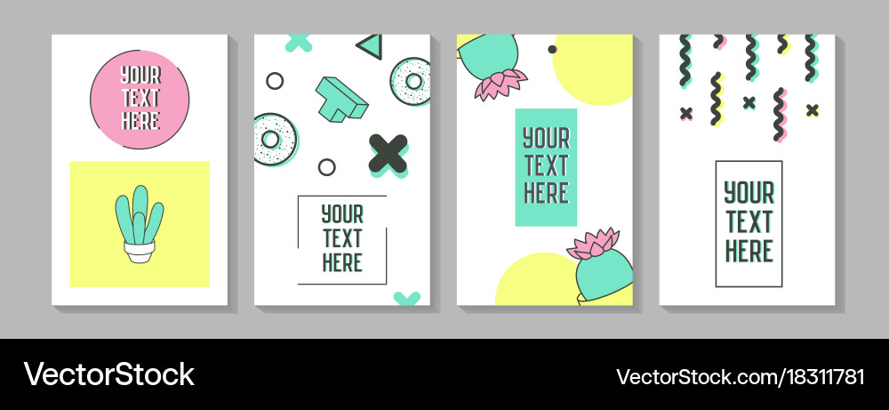 Trendy abstract posters in memphis style Vector Image