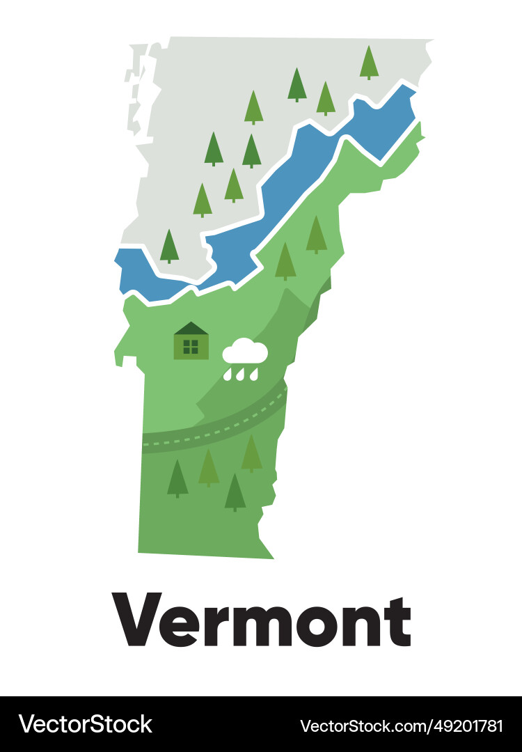 Vermont map shape of states cartoon style Vermont map shape of states cartoon style vector image