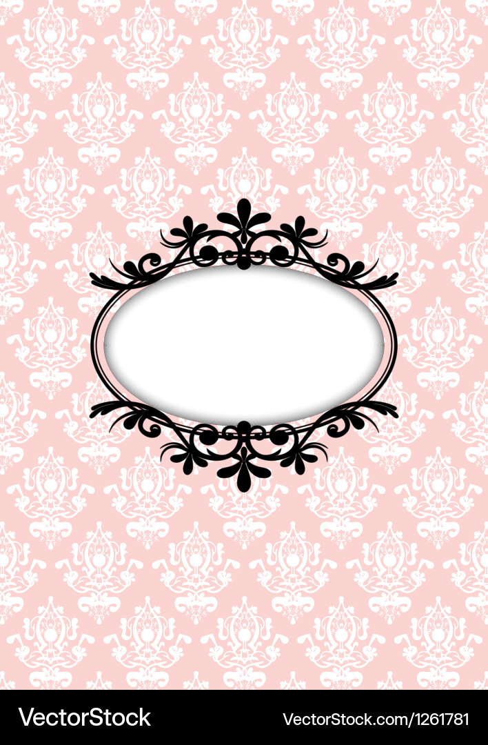 Vintage Pink Damask Frame Vector Image