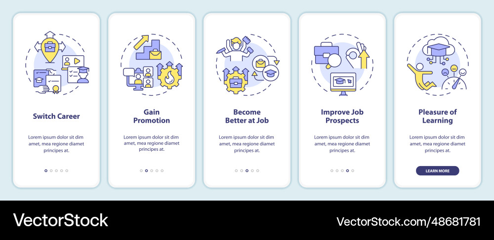 Walkthrough mooc with linear icons concept Walkthrough mooc with linear icons concept vector image