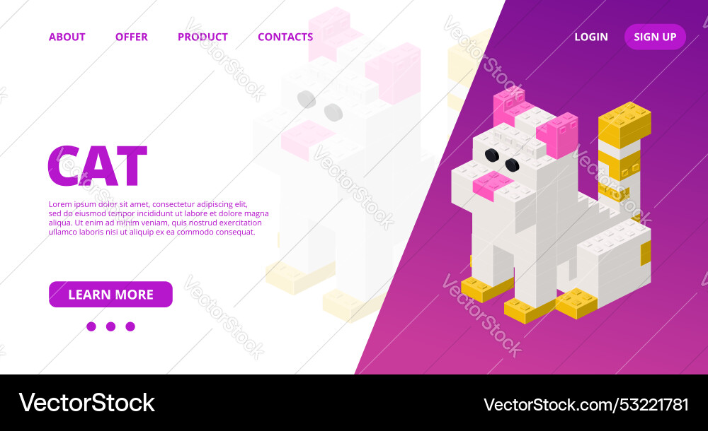 Web template with a cat vector image