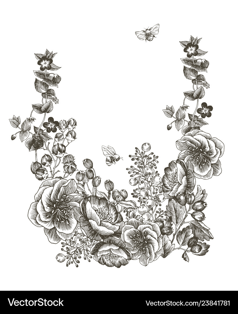 Wildblumen Blütenzweig Hintergrund Jahrgang Wildblumen Blütenzweig Hintergrund Jahrgang vektorbild
