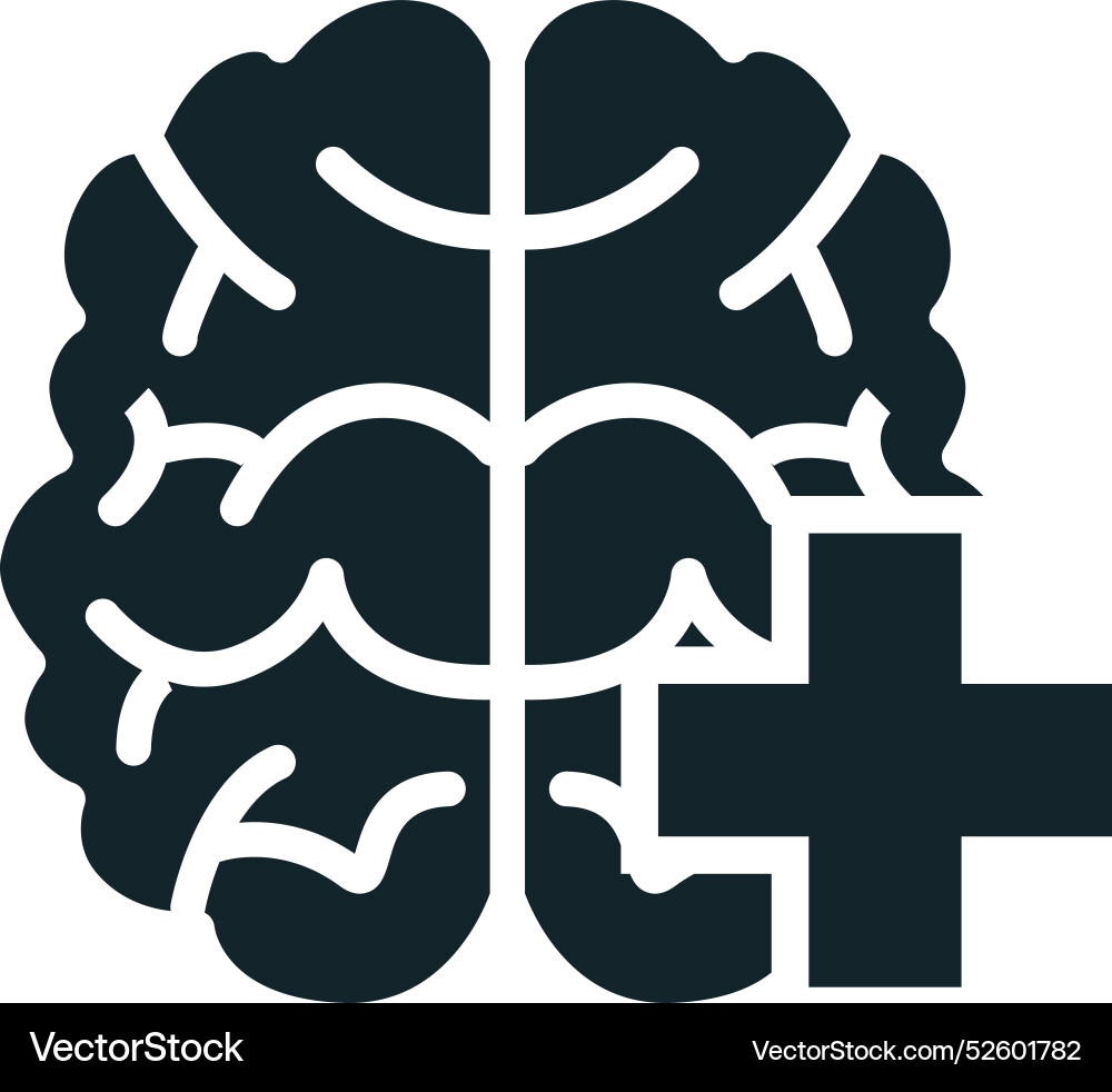 Brain improving with plus sign representing Brain improving with plus sign representing vector image