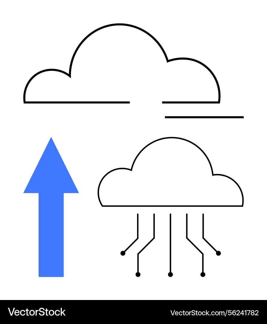 Cloud data upload and digital transformation Cloud data upload and digital transformation vector image