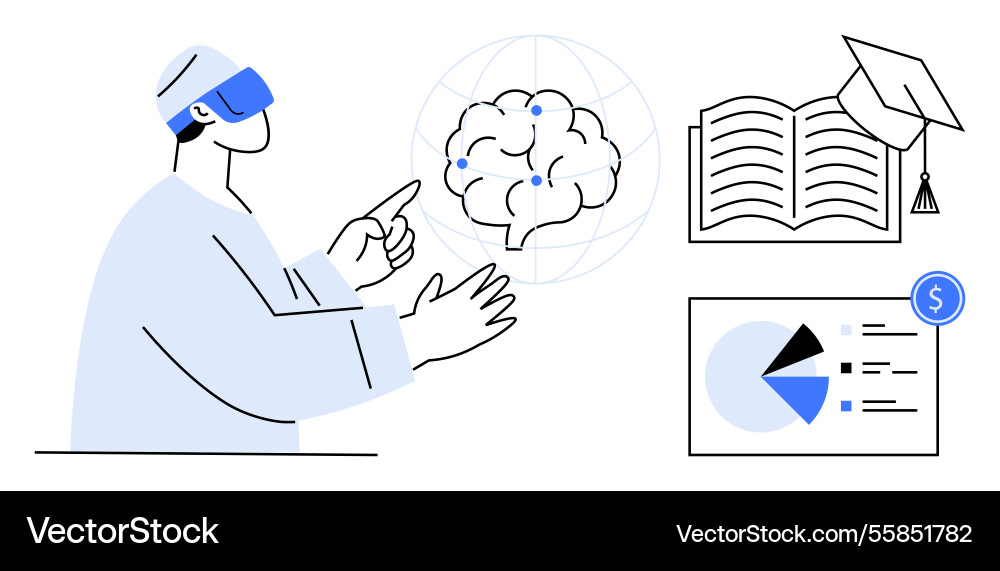 Digital learning with ai and virtual reality Digital learning with ai and virtual reality Vector Image