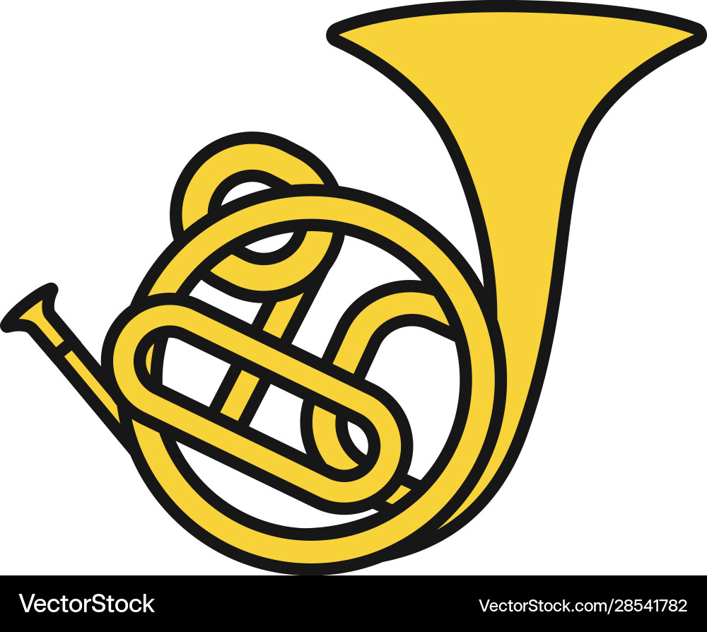 French horn color icon French horn color icon vector image