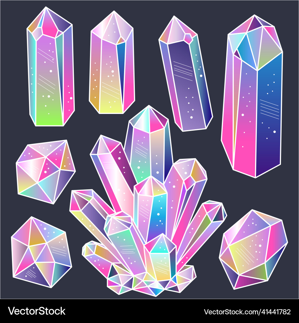Gems Kristall Aufkleber Set Gems Kristall Aufkleber Set Vektorbild
