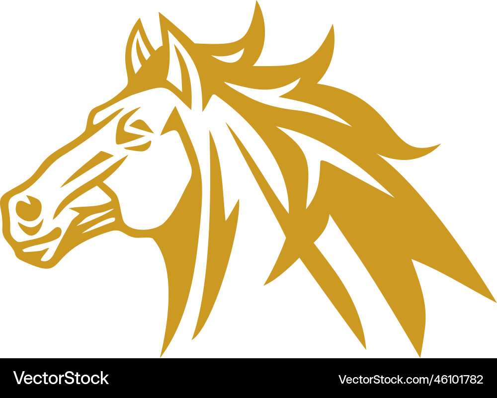 Gold horse logo golden mustang mascot design icon Vector Image