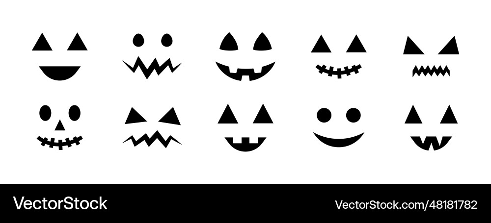 Halloween Jack o Laterne Gesichter schwarz Icon Set Halloween Jack o Laterne Gesichter schwarz Icon Set vektorbild