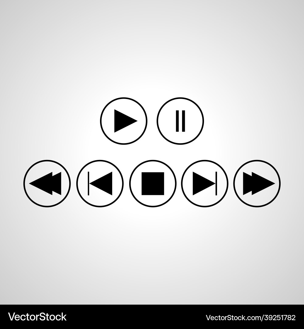 Media player control button simple buttons vector image