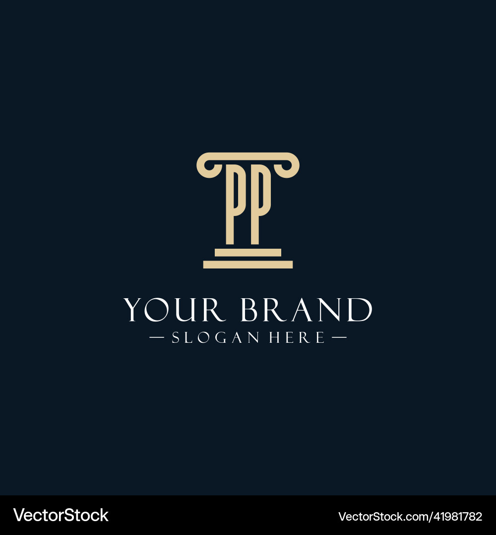 Pp initial monogram logos with pillar shapes style Vector Image