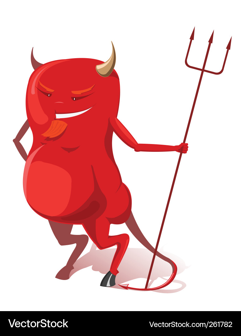 Red Devil with Trident Vector Image