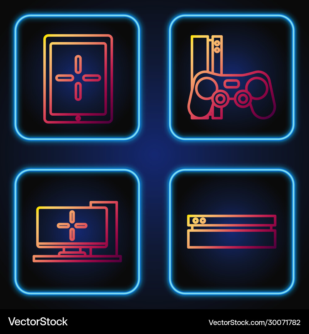 Set line video game console computer monitor Set line video game console computer monitor vector image