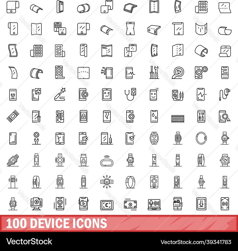 100 device icons set outline style Vector Image