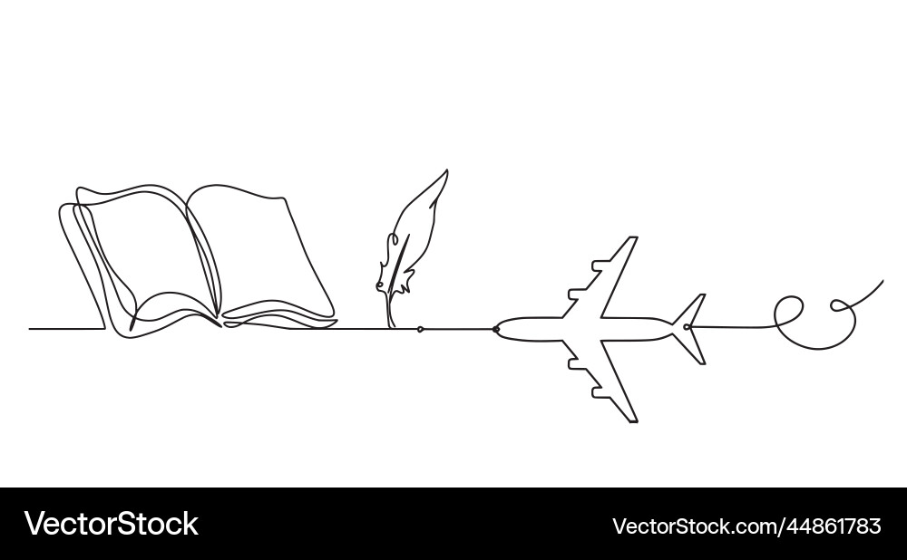 Abstract open book with plane as line drawing Abstract open book with plane as line drawing vector image
