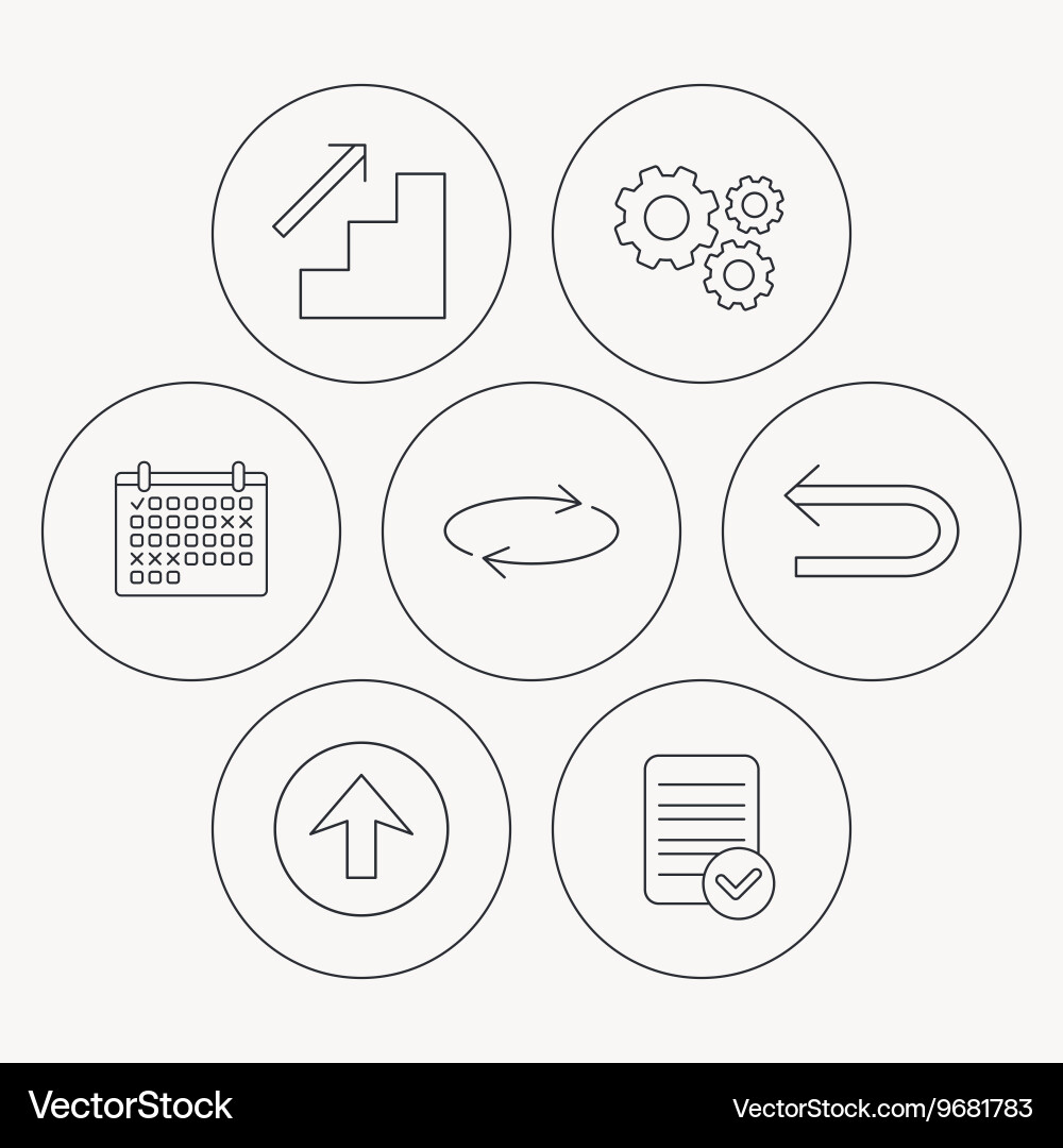 Arrows icons upload repeat linear signs vector image