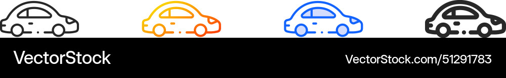 Car iconthin linear gradient blue stroke and bold Vector Image