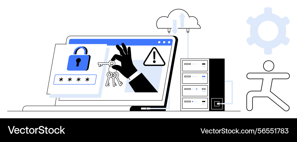 Cybersecurity threat with hacking hand stealing vector image