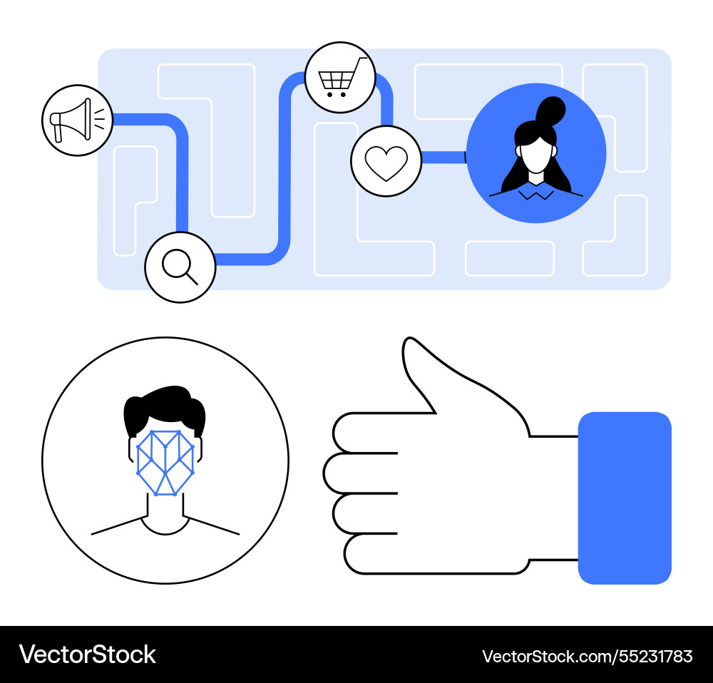 Digital user journey with biometrics content Digital user journey with biometrics content vector image
