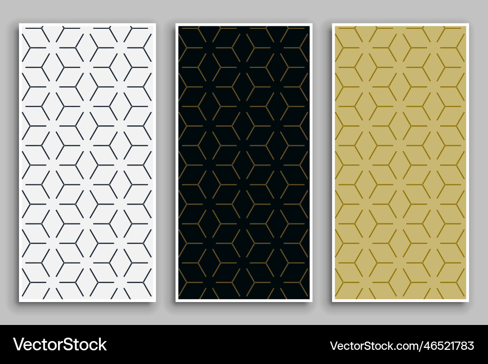 Elegant minimal patterns set in tree colors vector image