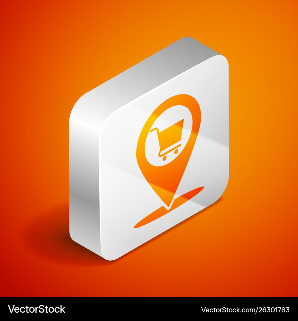 Isometric map pointer with shopping cart icon Vector Image