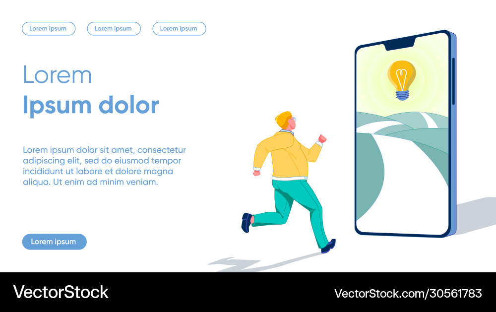 Man Running Towards Idea on Phone vector image