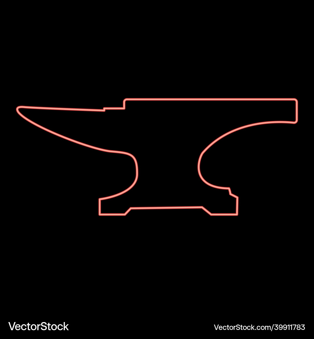 Neon anvil block red color flat style image vector image
