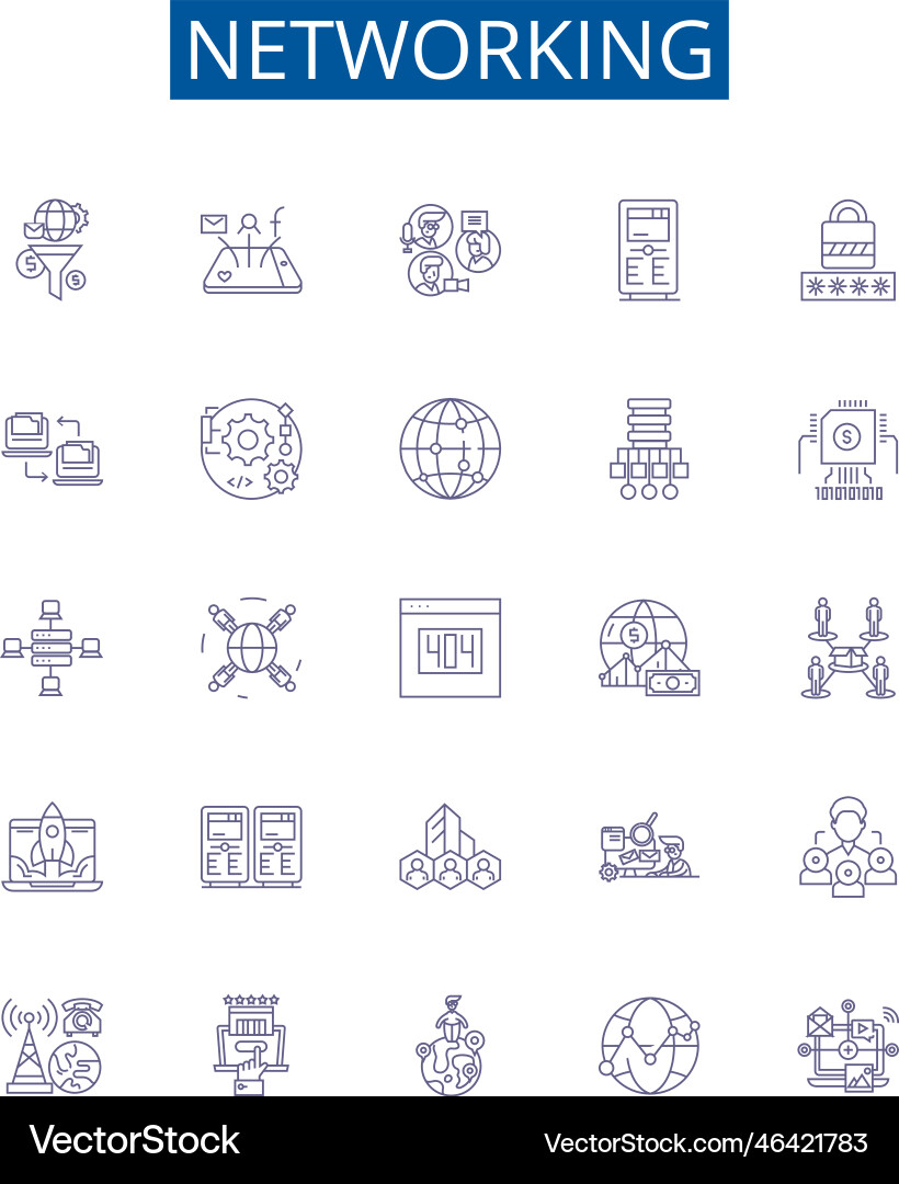 Networking line icons signs set design collection Networking line icons signs set design collection vector image