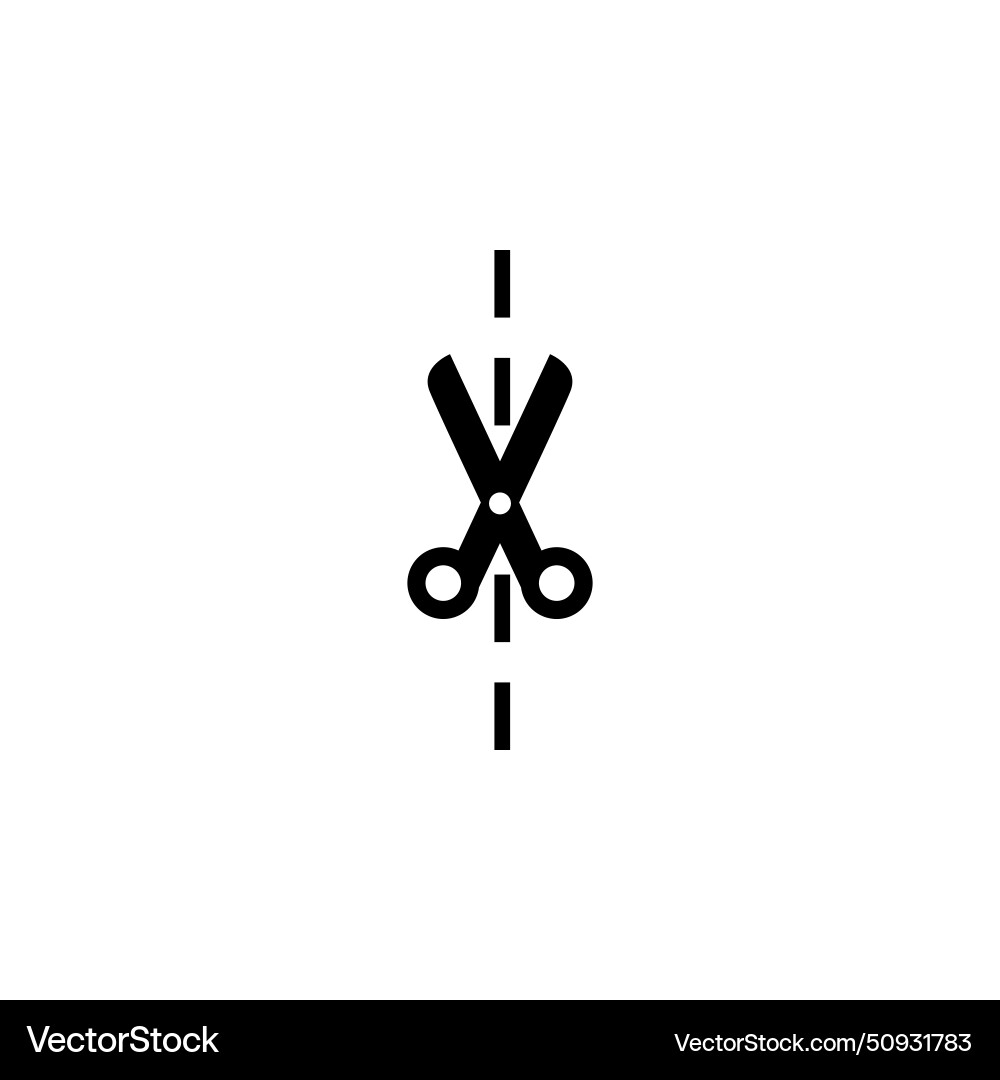 Scissors with dashed line flat icon Scissors with dashed line flat icon vector image