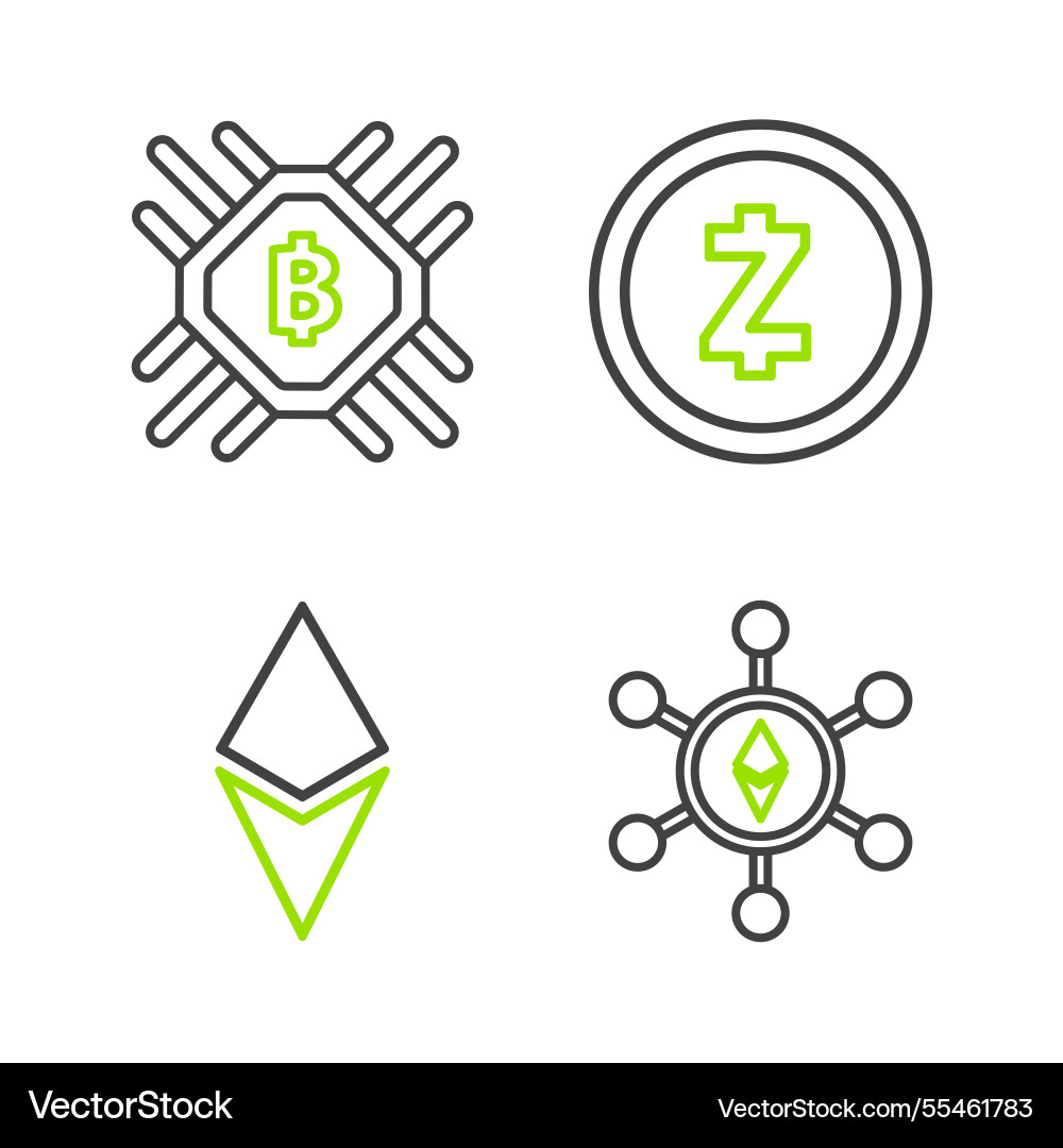 Set line blockchain technology ethereum eth Set line blockchain technology ethereum eth vector image
