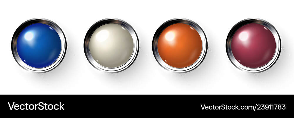 Set of realistic colored buttons with metallic Set of realistic colored buttons with metallic vector image