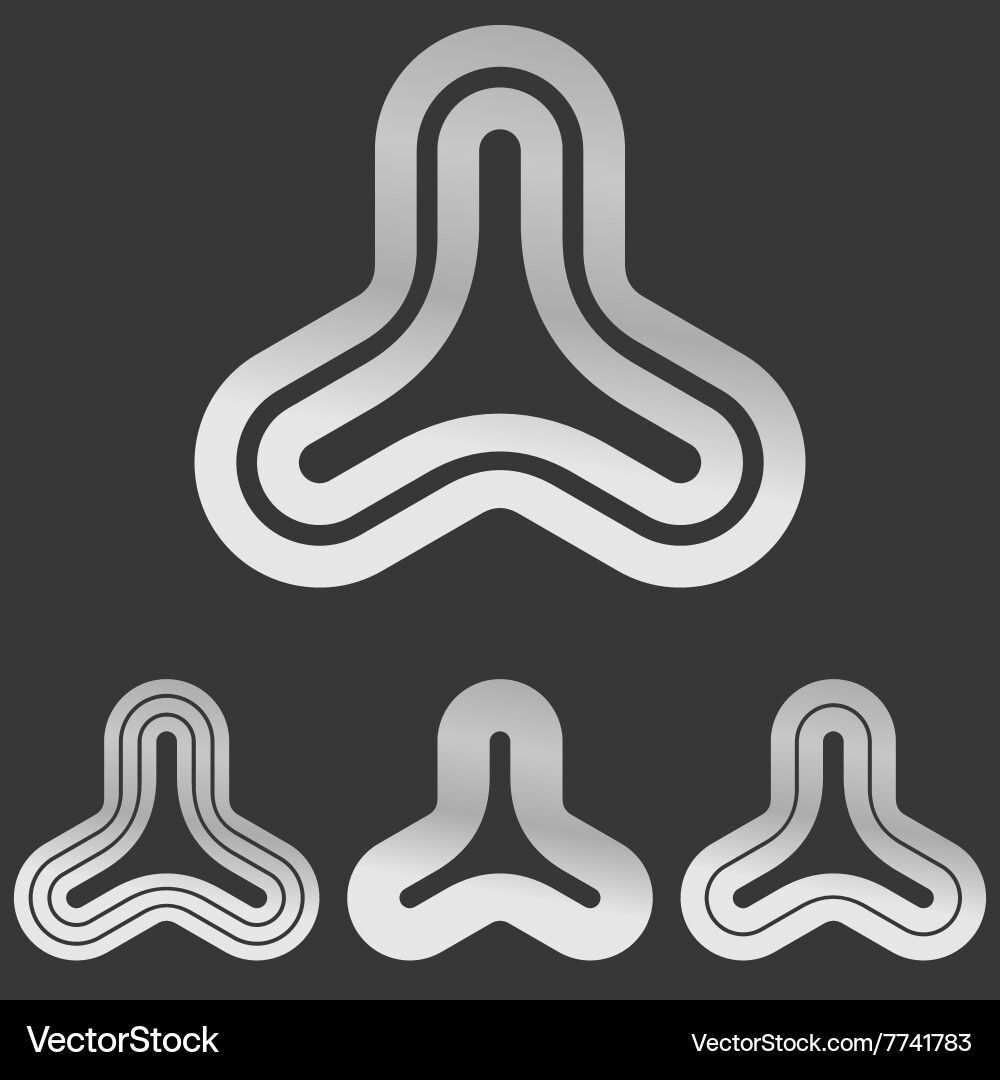 Silver line triangular logo design set Vector Image