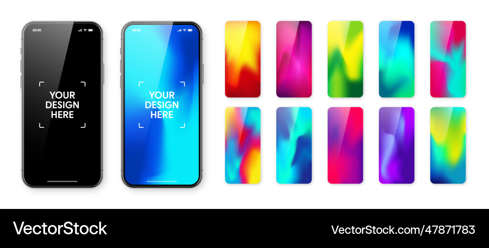 Smartphone with blank touch screen and abstract Vector Image