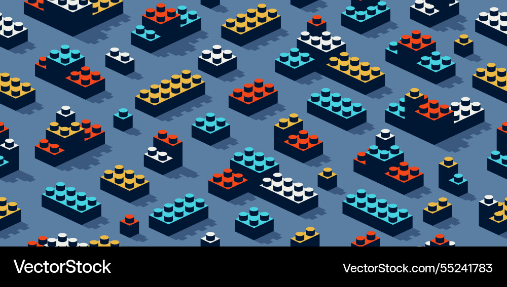 Toy constructor seamless pattern isometric Toy constructor seamless pattern isometric vector image
