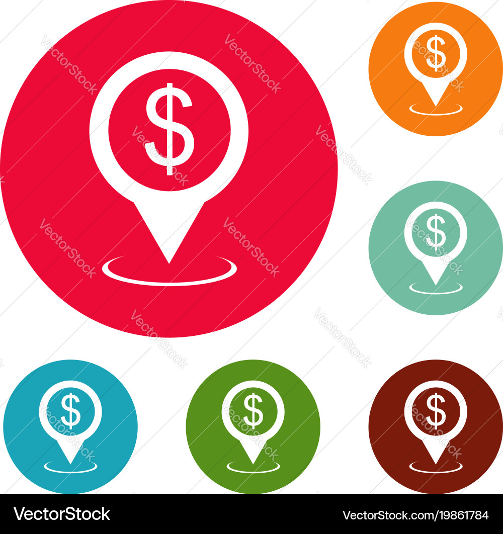Bank map pointer icons circle set vector image