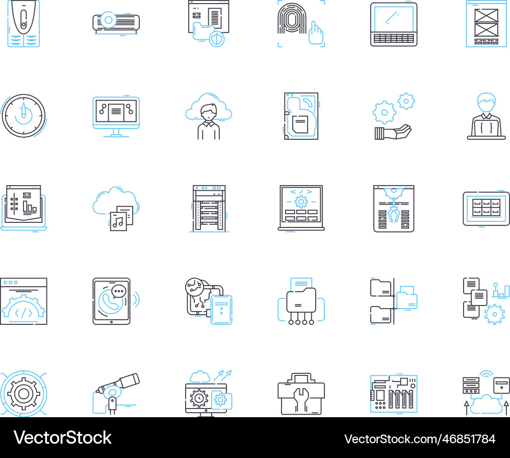 Big data linear icons set analytics algorithms Big data linear icons set analytics algorithms vector image