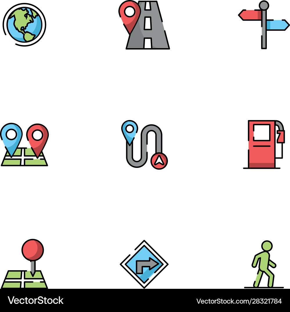 Bundle maps and navigation icons vector image