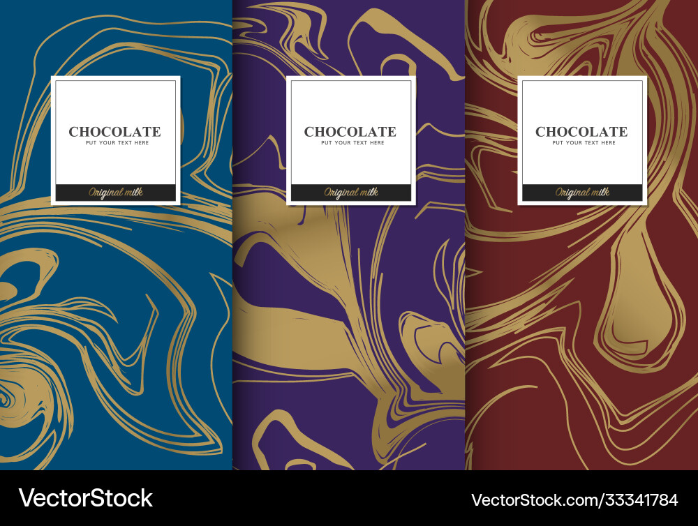 Chocolate bar packaging set trendy luxury product Chocolate bar packaging set trendy luxury product vector image