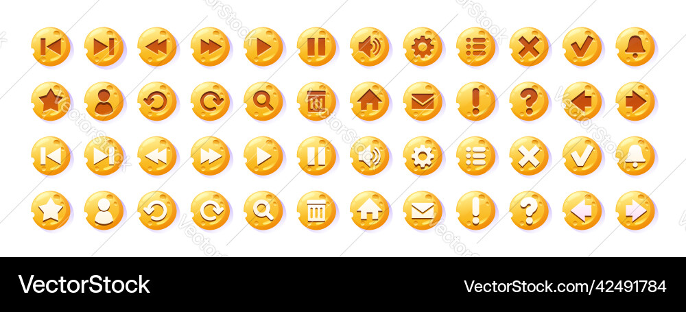Circle buttons with cheese texture and icons Vector Image