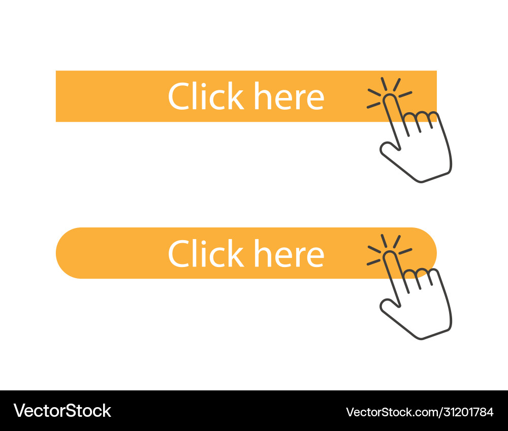 Click here button with hand touching Click here button with hand touching vector image