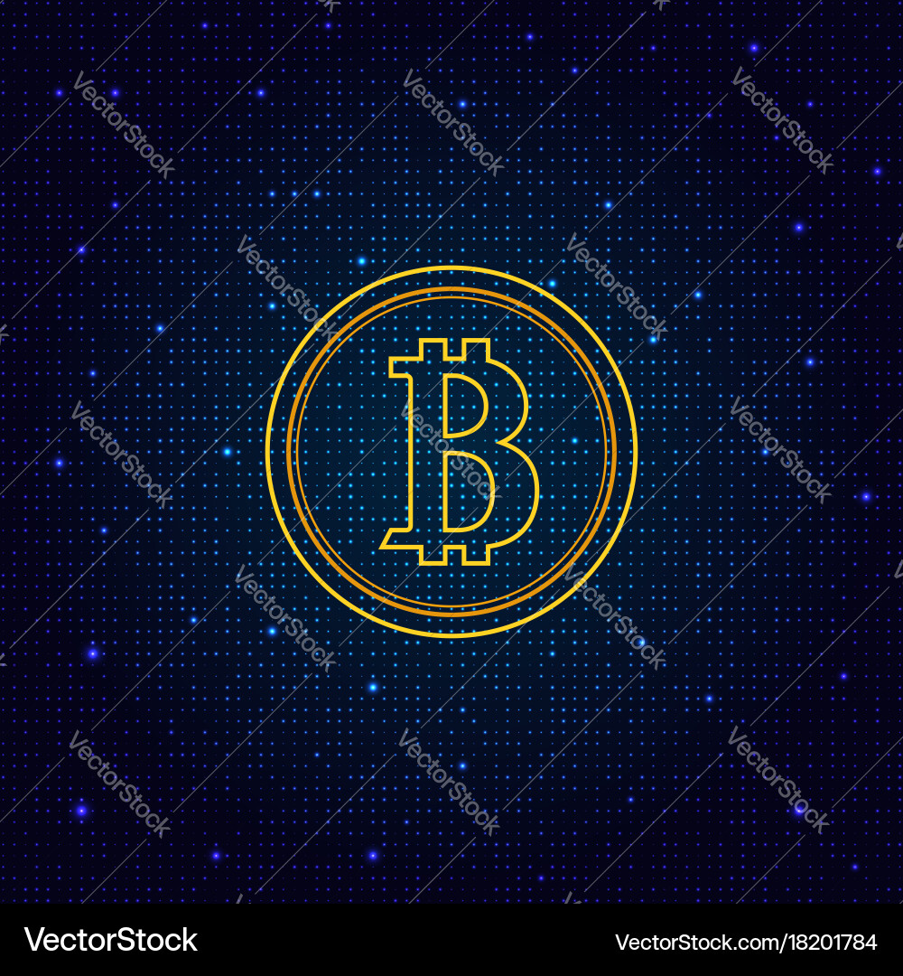 Coin bitcoin on a digital abstract background Vector Image