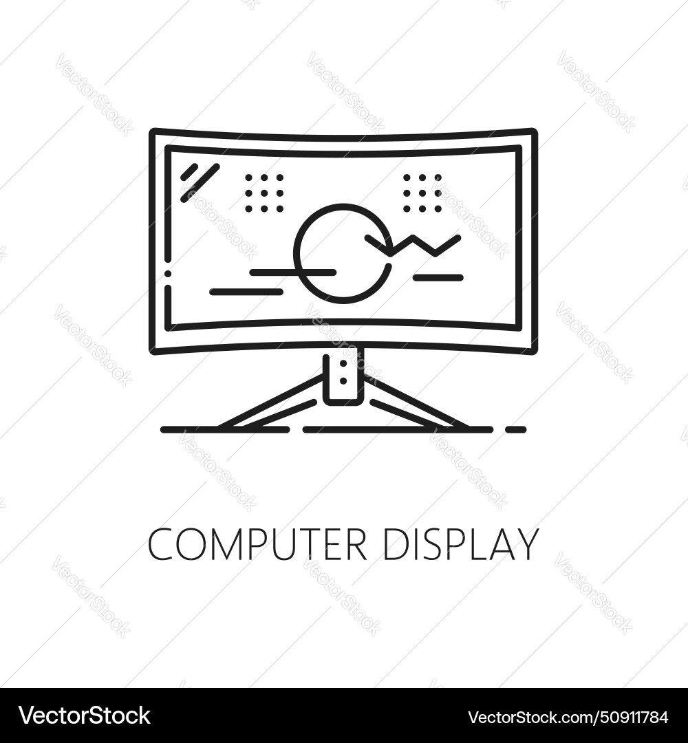 Computer display electronic hardware line icon Computer display electronic hardware line icon vector image