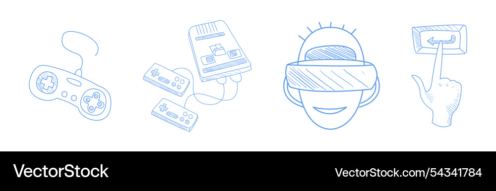 Computer game playing hand drawn object and item Vector Image