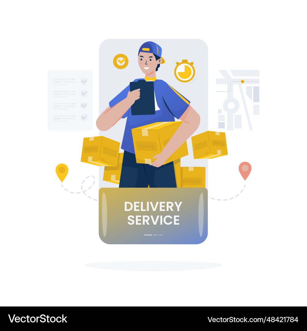 Delivery service with package checklist design Vector Image