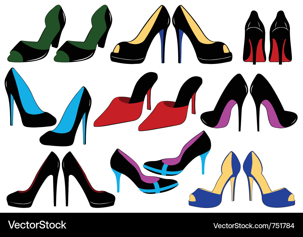 Different shoes Royalty Free Vector Image - VectorStock