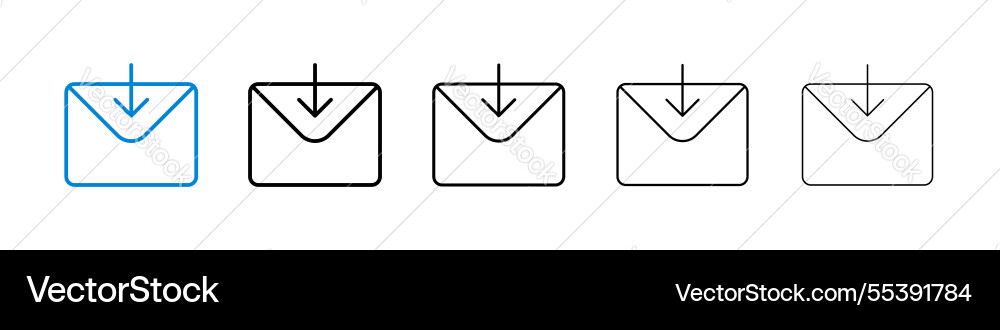 Inbox icons in five different stroke sizes Inbox icons in five different stroke sizes vector image