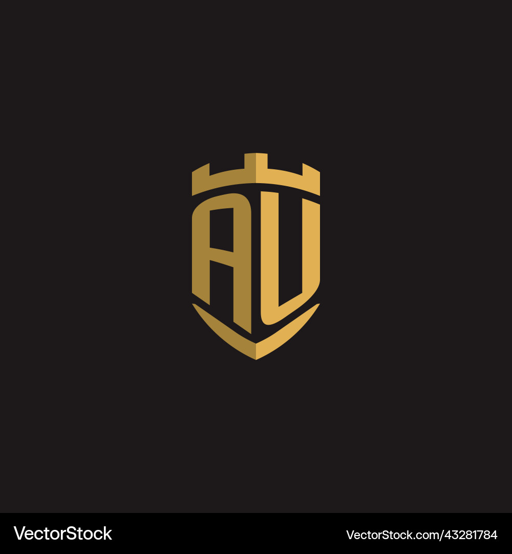 Initials au logo monogram with shield style design vector image